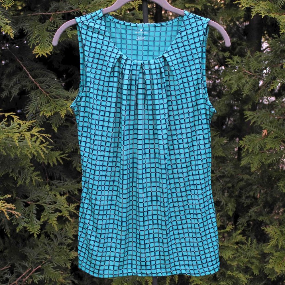 Worthington Sleeveless Blouse with Pleated Neckline